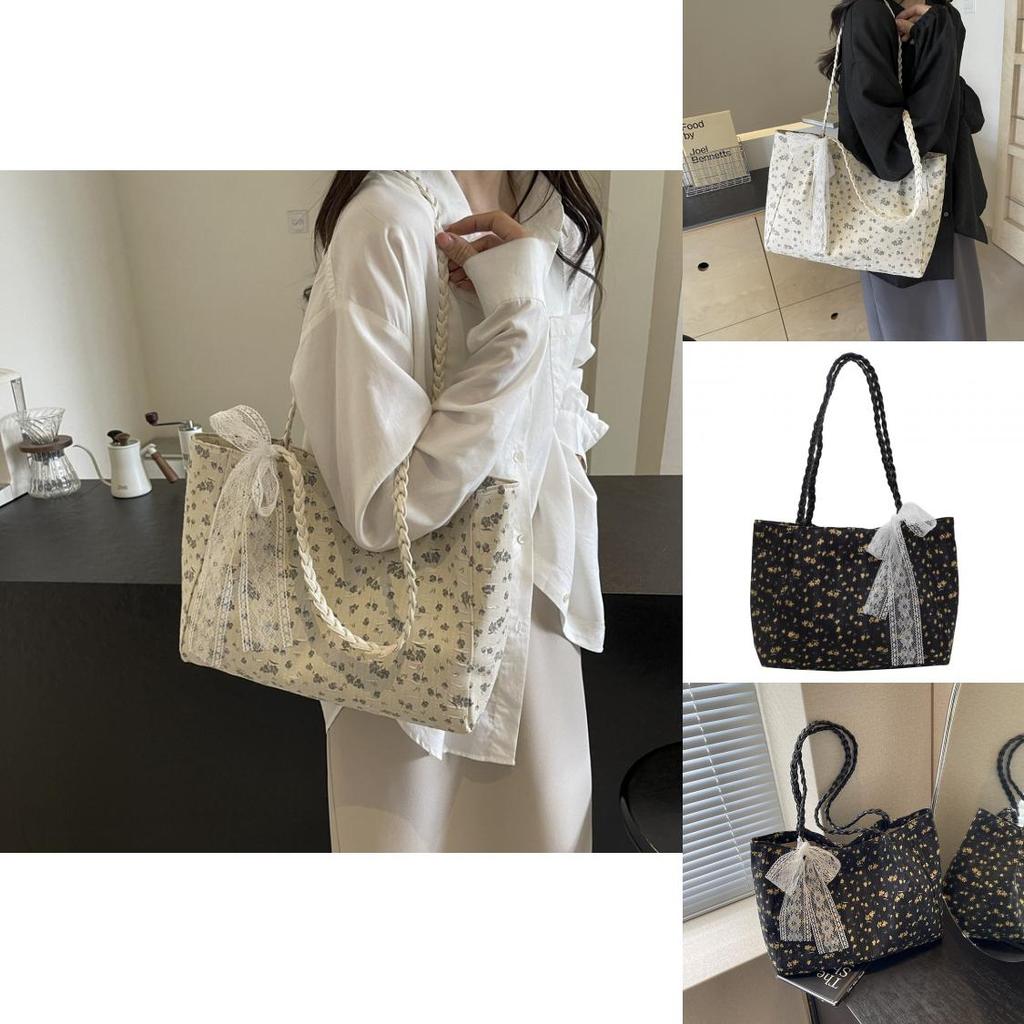 Large Capacity Canvas Floral Tote Bag For Women Stylish Shoulder Bag For Daily Commute