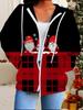 Cardigan à capuche imprimé 3D Noël Grande taille Automne Hiver Rétro