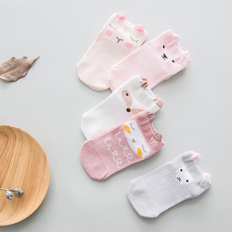 YWHUANSEN 5 Pairs/lot Summer Mesh Socks For Newborns Baby Cute Cartoon Socks For Girls Thin Soft Cotton Boy Child Socks Infants