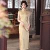 Yellow sleeveless national style new Chinese Suzhou long cheongsam improved young 1011 new women's high sense summer