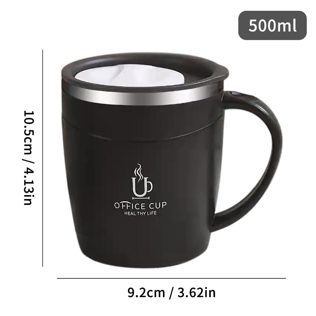 500ML Double-layer Thermos Mug 304 Stainless Steel Milk Coffee Cup Portable Sealed Cold And Hot Water Drinking Cup With Handle