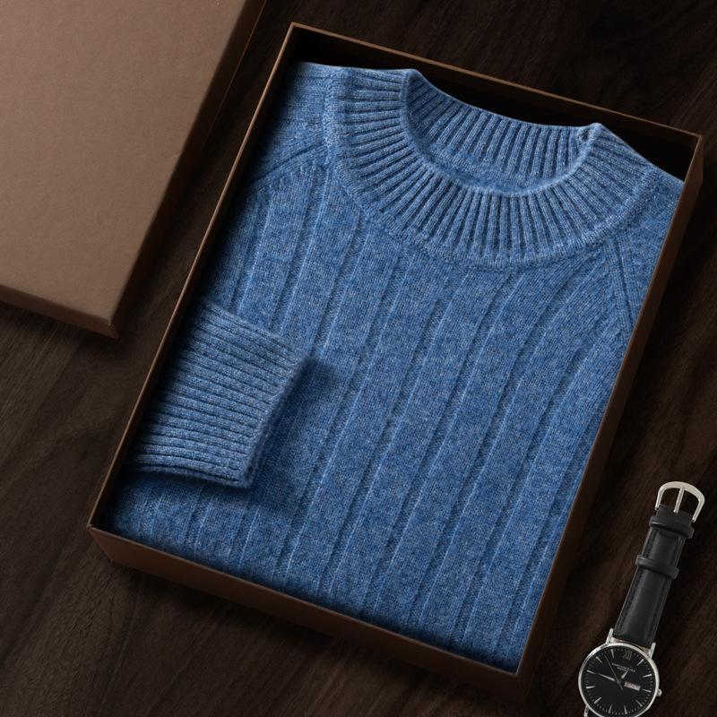 New seven-needle double-strand thickened cashmere shirt semi-turtleneck knitted loose thick sweater