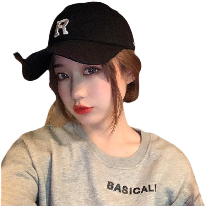 R Standard Baseball Cap Women's Big Head Circumference, Thin Face, Versatile Sports Hat Men's Cap Tide