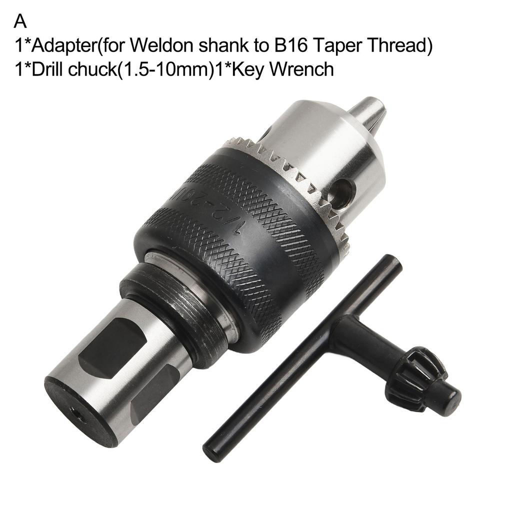 Adapter And Key Wrench Set Weldon Shank Adapter Drill Shank Adapter Clamping Range 3-16mm 3pcs Set Drill Chuck With Key