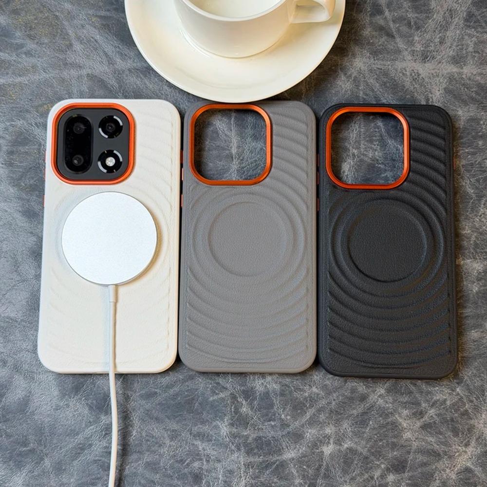 Minimalistiskt affärsskal i vågigt magnetiskt lycheeläder för Oneplus 15 13T 13S 13R Ace 6 5 Pro Trådlös laddning Stöttåligt skydd