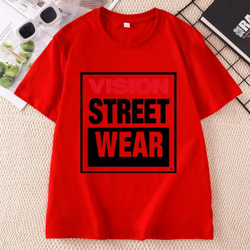 Unisex Unisex Vision Street Wear TShirt Letter Printed Short Sleeve TShirts Causal Round Neck Cotton Short Sleeve Tshirts