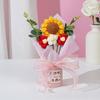 Teachers' Day Crochet Sunflower Bouquet with Eucalyptus Leaf Handmade Knitting Yarn Floral Decoration Home