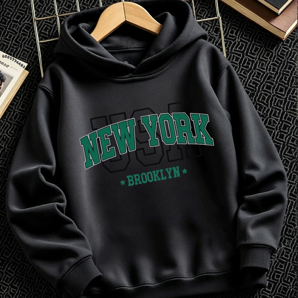 Herbst/Winter Mode Stil künstlerisches Buchstabenmuster lässiger langärmeliger Pullover Kinder Street Style Kapuzenoberteil