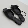 French velvet green square head with open-toed sandals women's summer bow flat low-heeled cool slippers