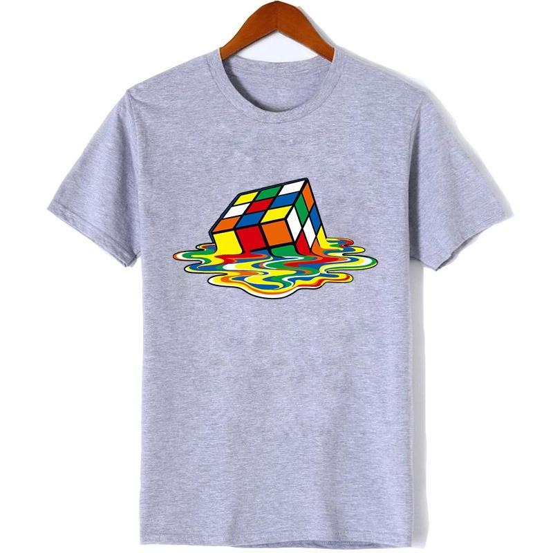 Summer New Men's T-shirt High-quality Pure Cotton Magic Square Printing O-neck Casual Cool Hip-hop Large Size Short-sleeved Top
