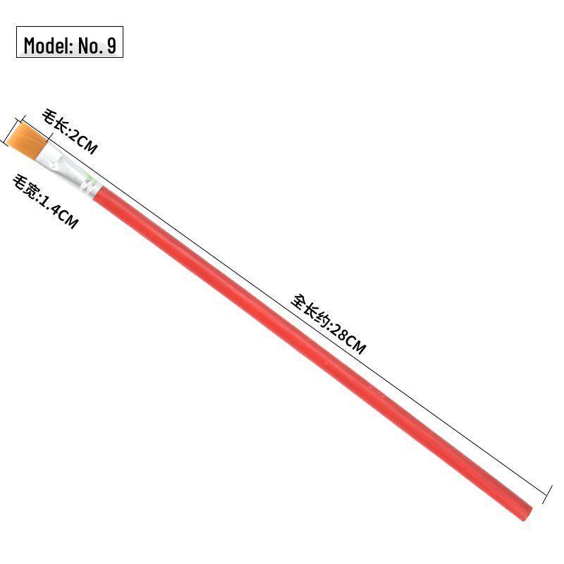 Red Handle Nylon Flat Brush Set for Oil, Acrylic, Watercolor & Gouache
