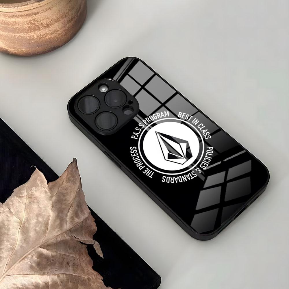 Design Volcom Phone Case Glass For IPhone17 Air 16 15 17 14 Pro Max 13 12 11 X XS XR Plus For Toddler Samsung S 25 24 23 22