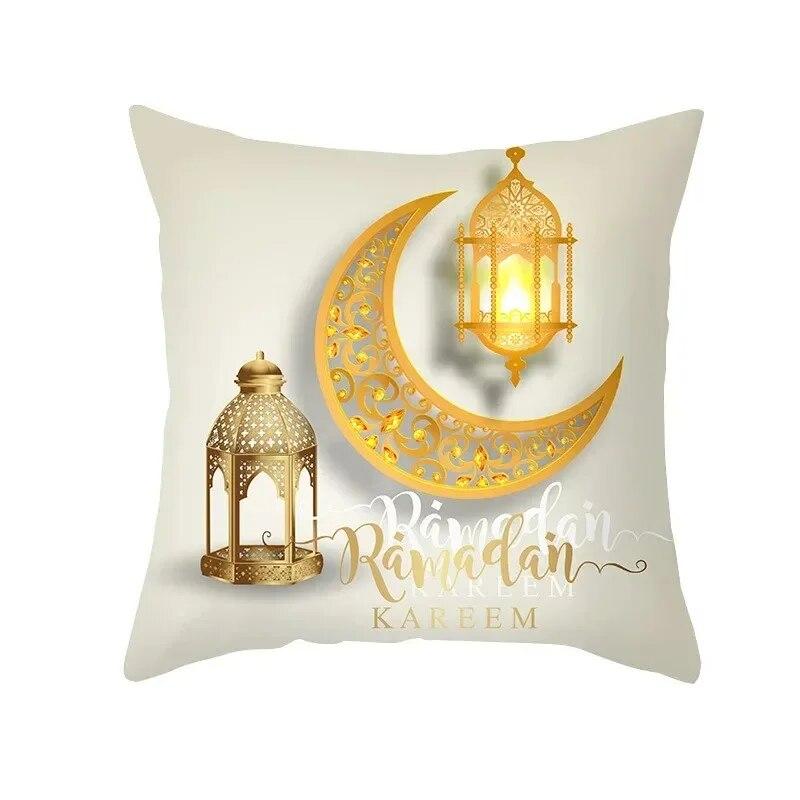 45x45 Cm Eid Mubarak Print Cushion Cover Home Living Room Sofa Decoration Square Pillow Cover