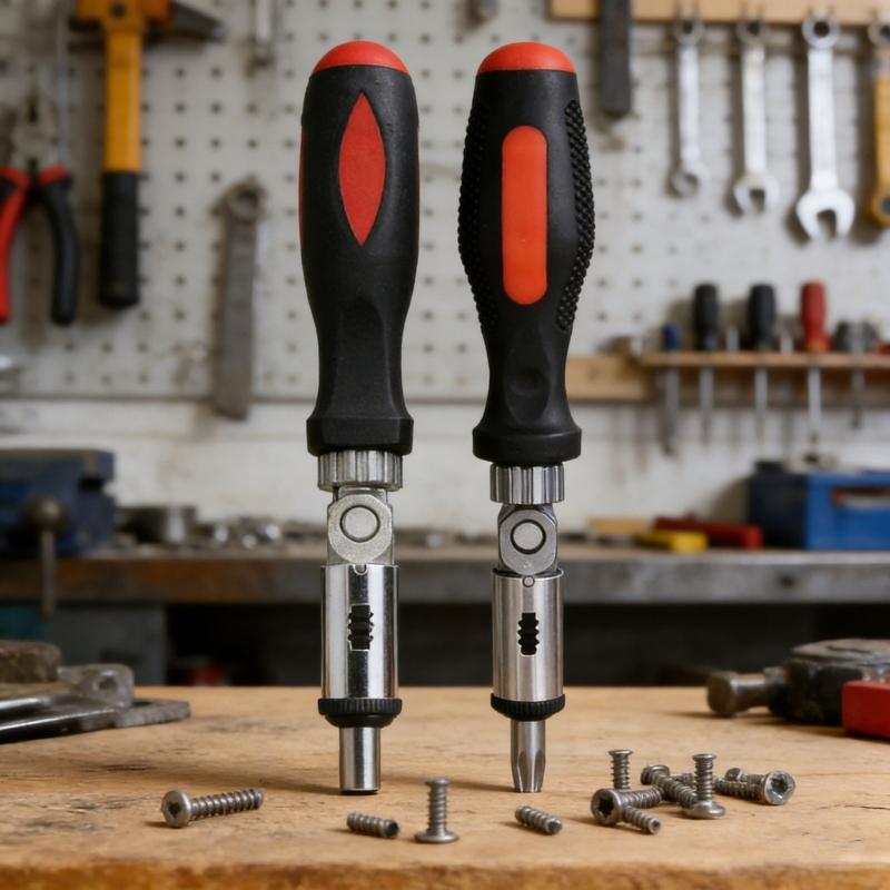 Ratchet Screwdriver 1/4inch Inside Hexagon Screwdriver 0-180 Degree Adjustable Ratchet Bit Holder Screwdriver