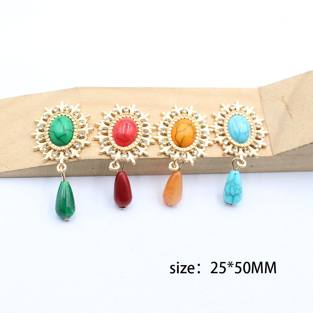 New 5 pieces of 25 * 50mm oval flat turquoise pendant DIY clothing, shoes, hats, forehead decoration pendant