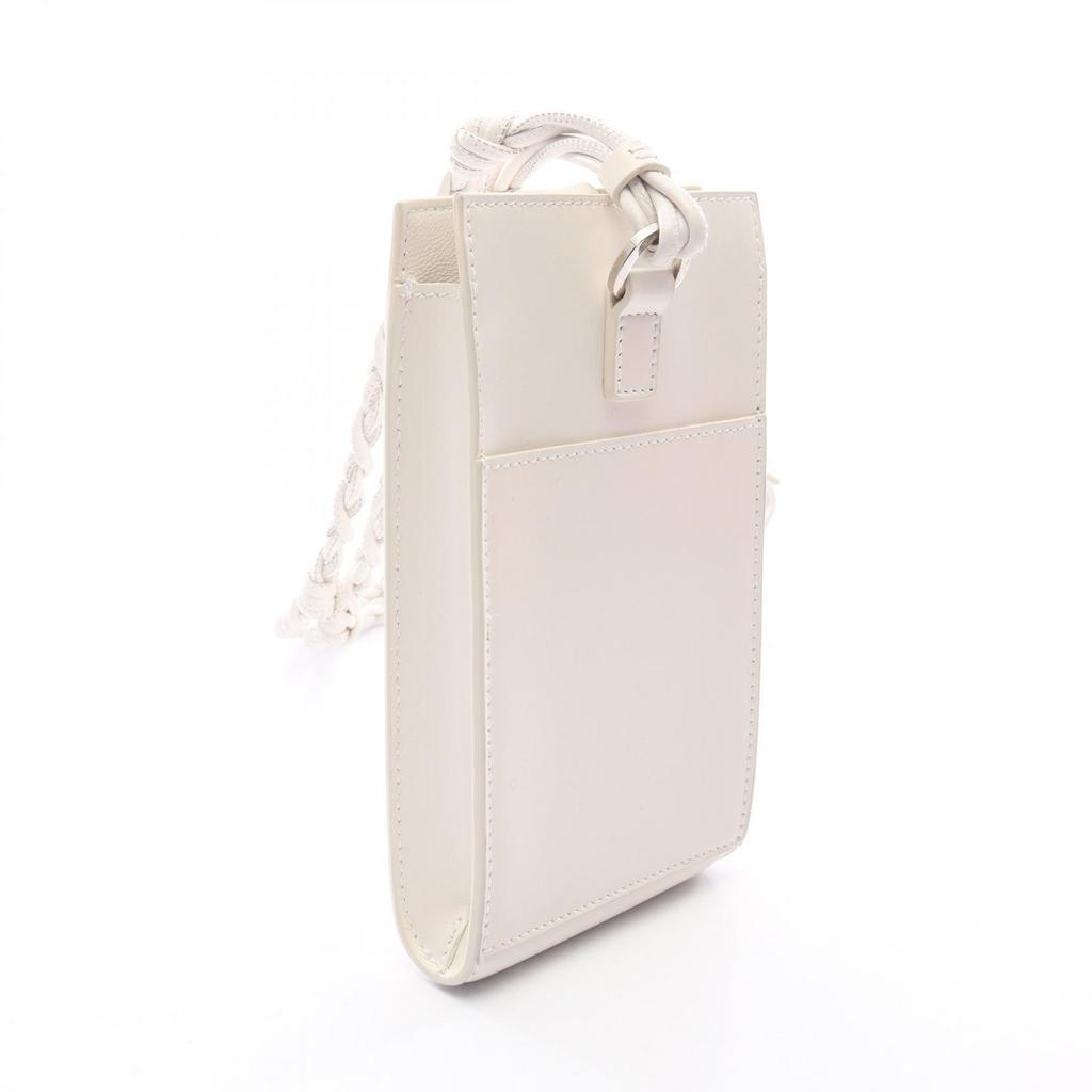 Used JIL SANDER TANGLE Shoulder Bag Leather White Used Women