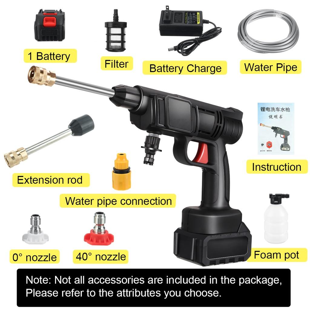 800W ABS + Stainless Steel Cordless Car Washer High Pressure Washer Spray Water Guns Cleaner Car Wash Pressure Water Nozzle Cleaning Machine Home