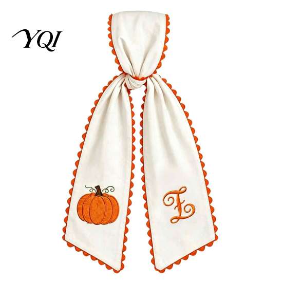 Rustik Kaminhylde Pynt Halloween Græskar Krans Bånd til Efterårs Dørpynt, Orange Kantet Stof Dekorative Kanter Bånd
