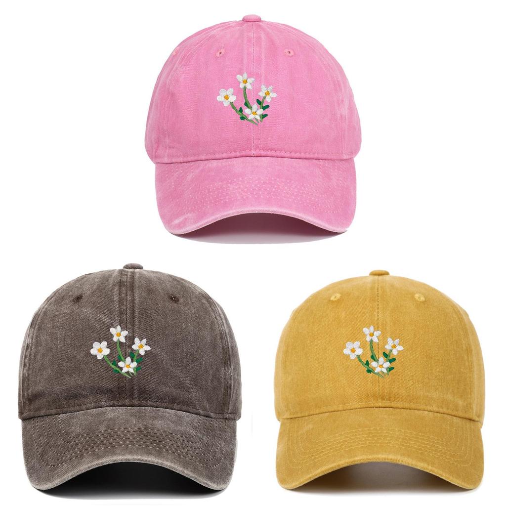 Floral Embroidered Baseball Cap With Curved Brim For Casual Style