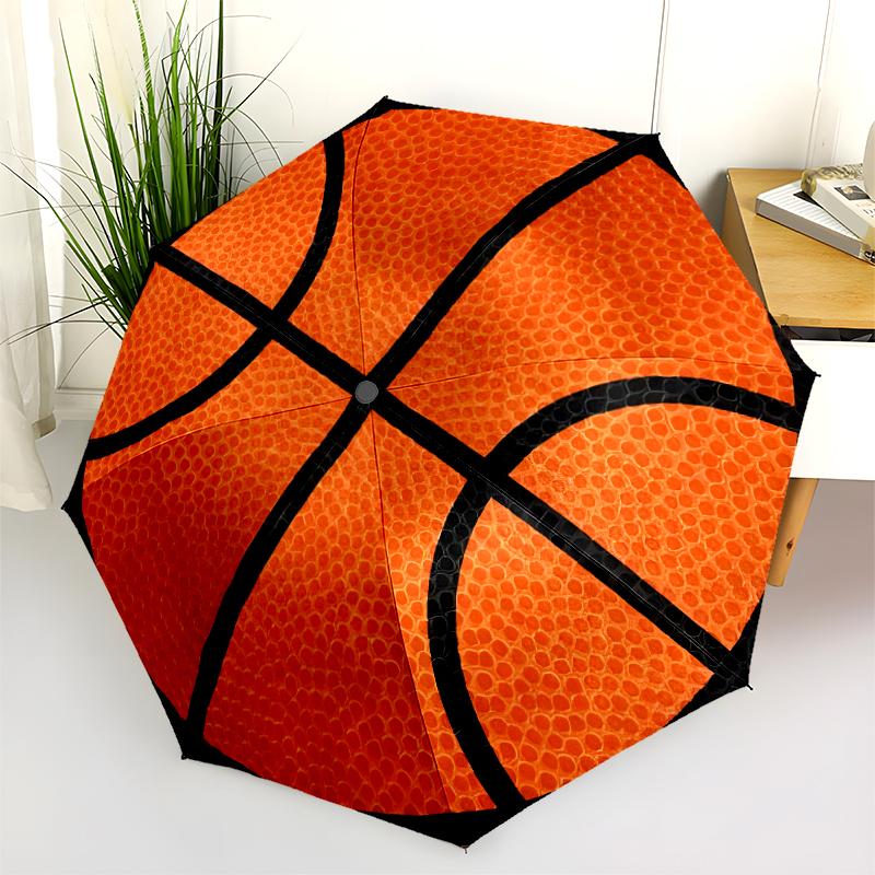 1 Stück Basketball Sport Regenschirm Tragbarer Faltregenschirm Eisenrahmen Loch Rippenstruktur Outdoor Heim Regenschirm A8