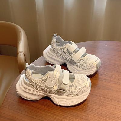 2025 Summer New Hollow Thick-soled Casual Versatile Lightweight Sports Shoes Breathable Mesh Velcro Dad Shoes Women