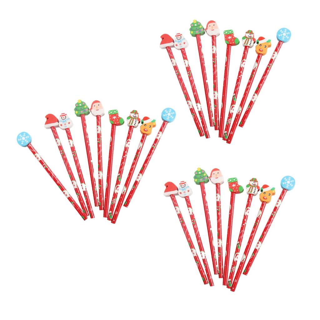 25 Christmas Christmas Kids Christmas Goods Bag Christmas TPR Pencils with Assorted for School Pencils, Stationery, Filler, Eraser, Wooden, Colors,