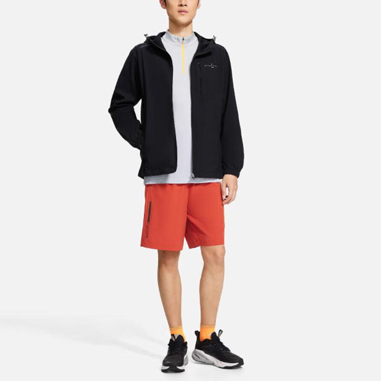 Li-Ning Fitness Series Solid Color Letter Print Hooded Windbreaker Jacket Men Jackets Black AFDT533-1