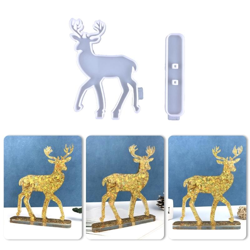 Christmas Deer Resin Silicone Mold Deer Ornaments Epoxy Resin Mold for Casting Car Home Decorations Christmas Supplies