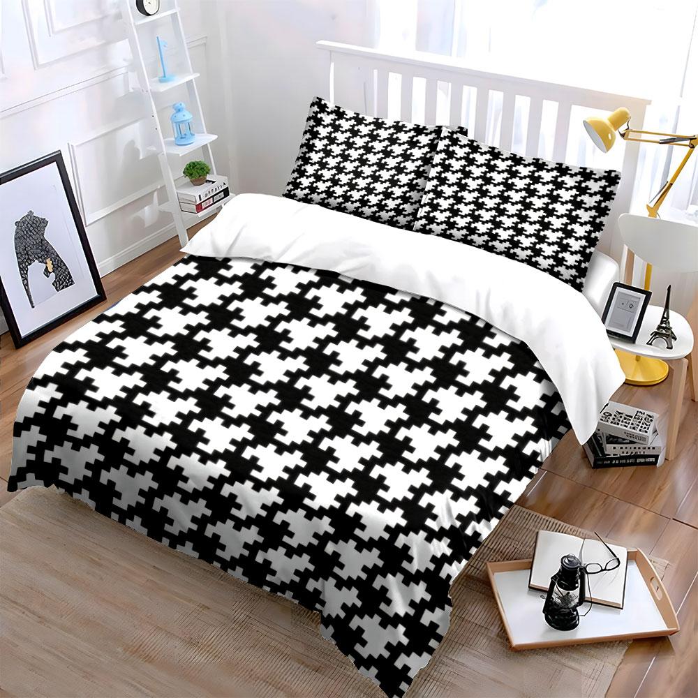 Geometrisches Muster Home Decor Set Weiches hautfreundliches Bettwäscheset Enthält 1 Bettbezug und 2 Kissenbezüge Geschenk