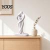 Matte Finish Sculpture Abstract Human Body Statue, Female Figurine Embracing Love Sculpture, 3D One-Piece Molding Couple Shape Statue for Living Room