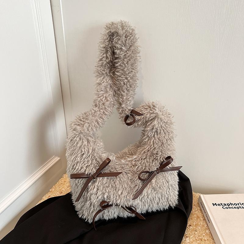 Nischen Plüschtasche Damen Neue Herbst- und Winter Vielseitige Schulter-Unterarmtasche Umhänge-Plüschtasche