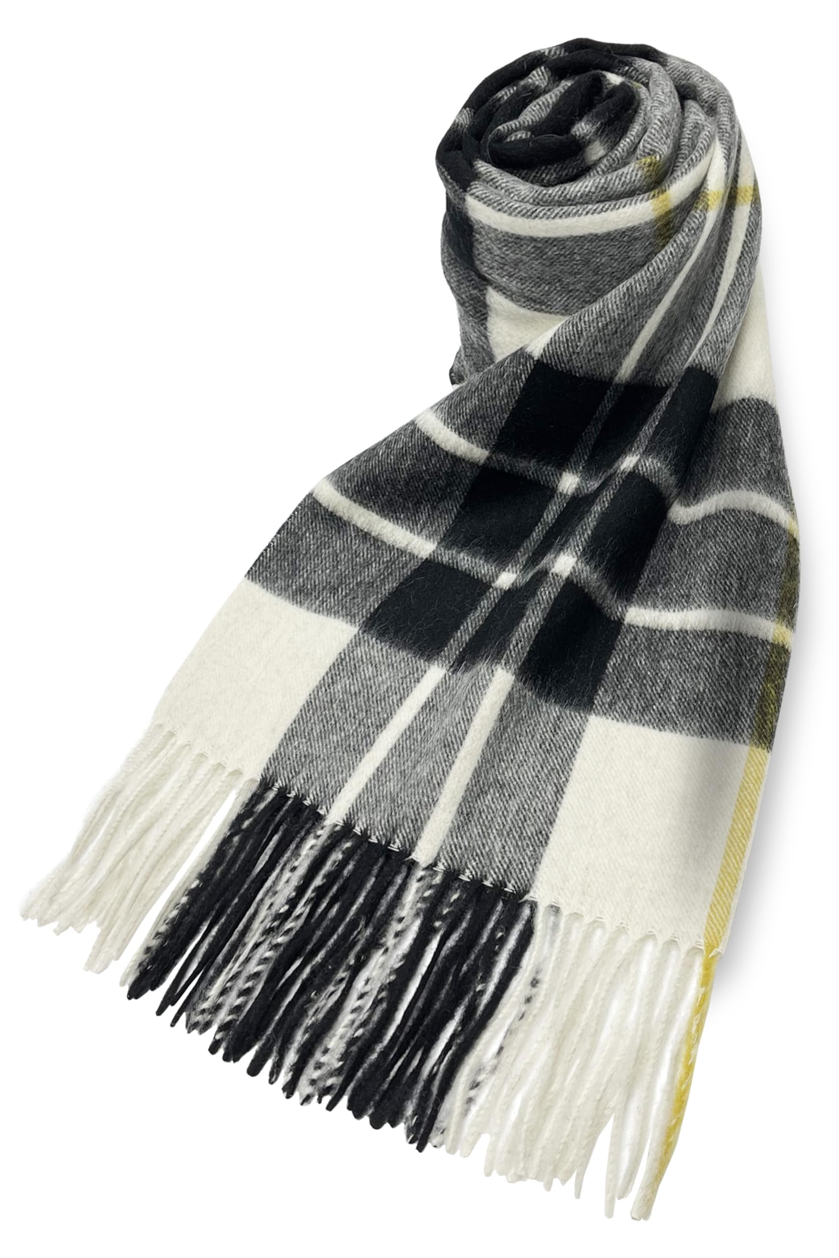 

Vita Natur Cashmere Blend Wool Large x Check Pattern 95% Wool, 5% Cashmere, Stole, (190cm 60cm), (Off-White Tartan)