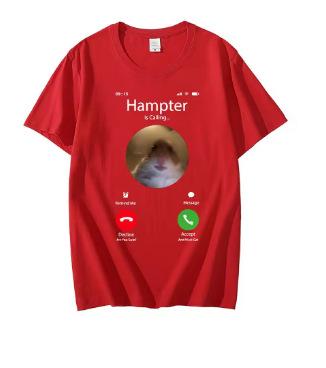 Dank Meme Hamster Staring Front-facing Camera Hamp Calling T-Shirt Fashion Short Sleeve T-Shirt Oversized Street