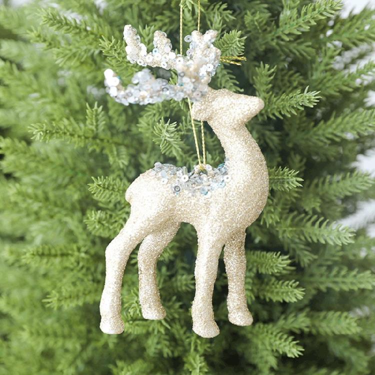 Set of 8 Festives Reindeers Hanging Baubles Tabletop Decoration Deer Shaped Figurines Ornament Holiday Accessories