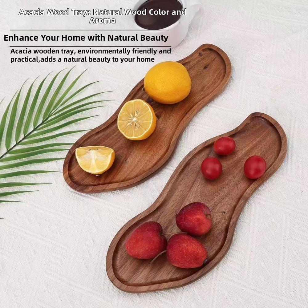 Decorative Design Acacia Wood Tray Heat Resistant Wooden Serving Plate Wooden Plate for Home Use