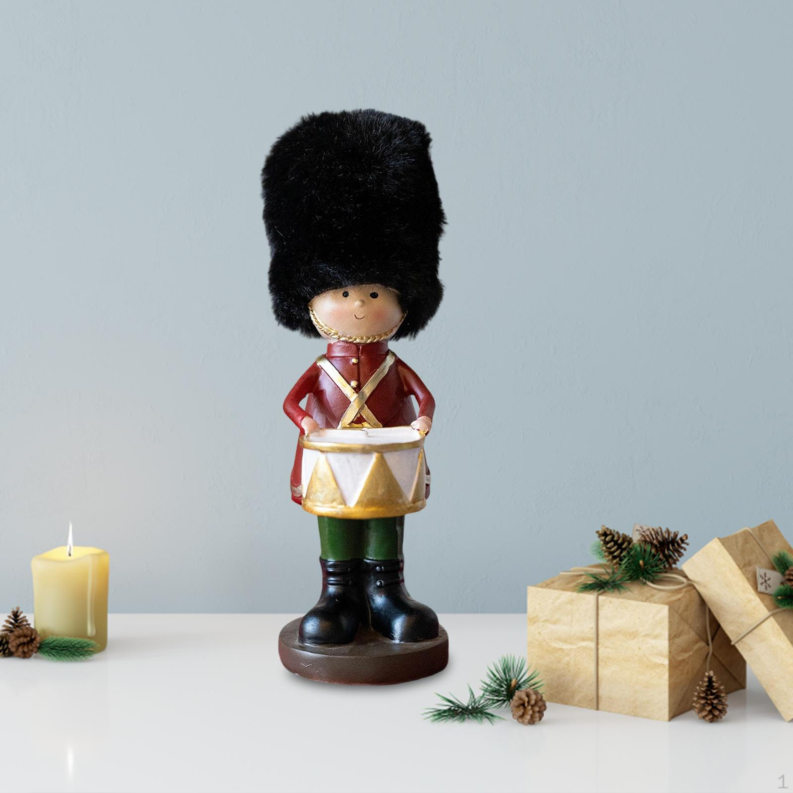 

Christmas Nutcracker Figure Decorative Tabletop Figurine Crafts Photo Props Resin Ornament Drum