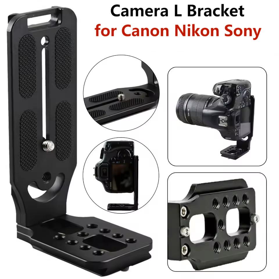 2 PCS Vertical Video Shooting Bracket 1/4 Inch Screw Quick Release L Plate Universal Camera L Shape Bracket for Canon Nikon Sony
