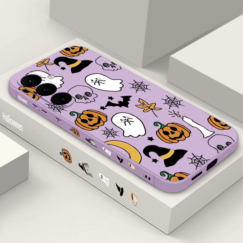 Lanyard Phone Case For Samsung Galaxy A56 A17 A26 A16 A36 A55 A54 A53 A15 S24 S25 FE S25 S22 S23 Ultra Plus Pumpkin Patterned Cover