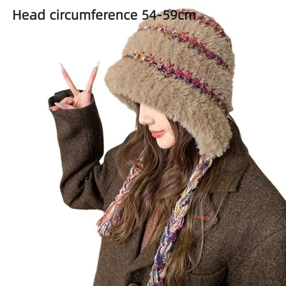 Thickened Fluffy Fleece Hat Plush Ear Protection Cap Fashion Knitted Warm Hat  Sports Cap