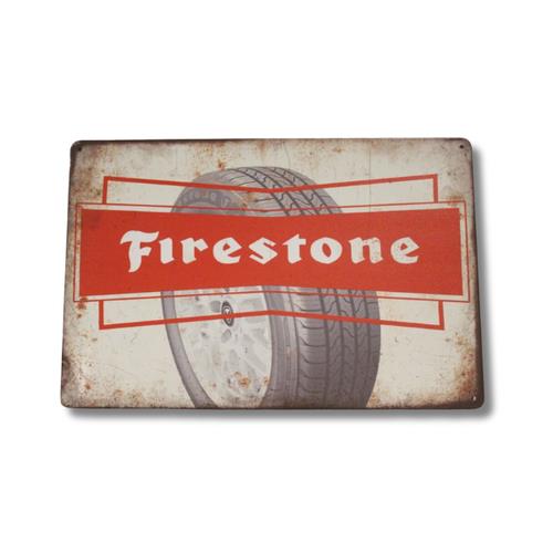 Жестяная вывеска Firestone Tires Рустикальный Механик Гараж Декор Шиномонтажа 20x30cm（7.8x11.8inch）