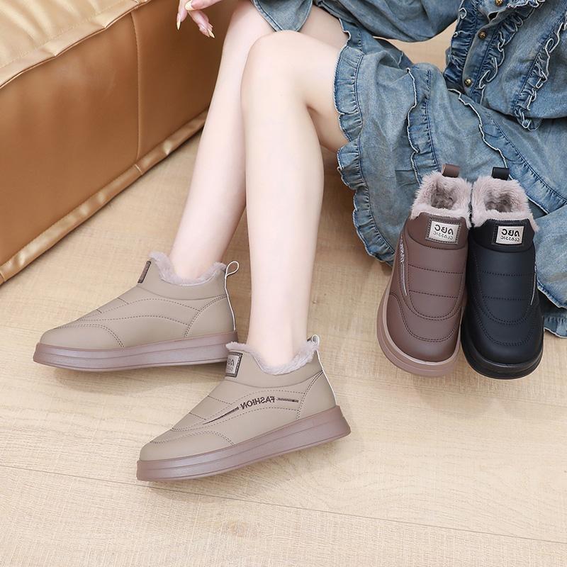 Boots Women's Winter New Casual Women's Comfortable Snow Boots Fleece Warm Non-Slip Cotton Boots One Kick Mom Shoes