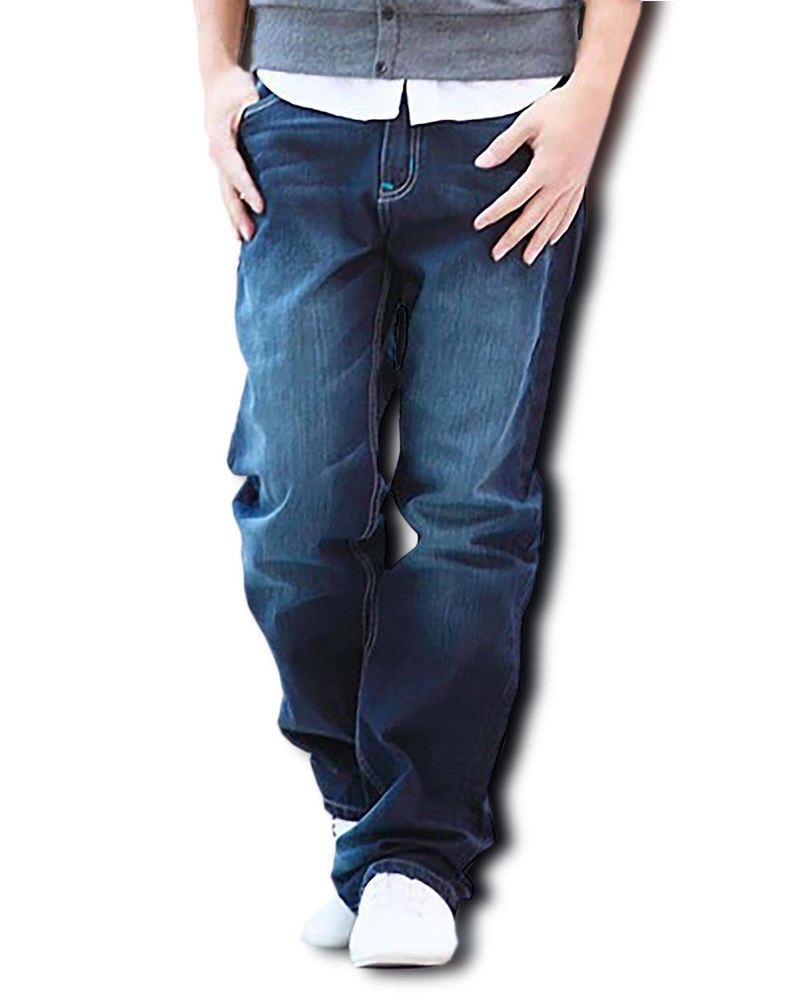 

(Сделай 2 Быть) Мужские прямые джинсы из денима, джинсы свободного широкого кроя, размеры 27-48, MF64 (04.Синий (Синяя строчка)_31)