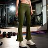 Women's Fashionable  Color Elastic Waist High Waist Pocket Casual Sports Bell Bottom Pants