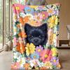 Floral Garden Pup Theme blanket Lightweight Warm Flannel Blanket Decorative Throw Blanket for Home Decoration