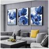 Minimalism Canvas Painting Print Wall Picture for Living Room Nordic Style Beautiful Blue Flowers Posters Home Decor