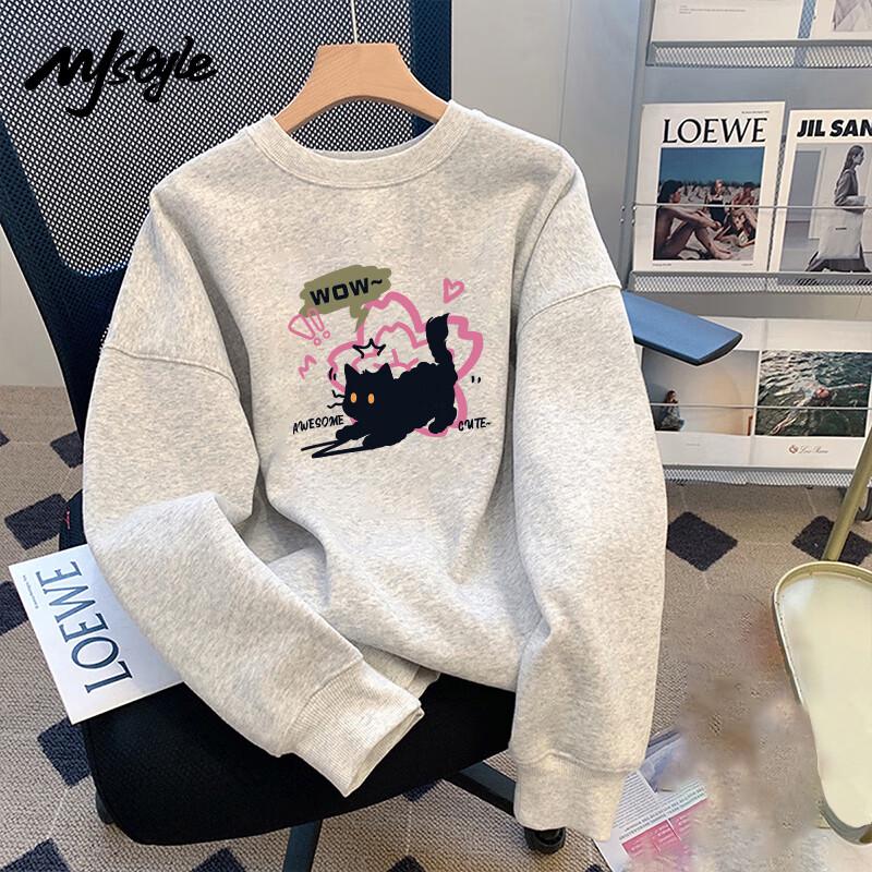 

MJ STYLE Women s Loose Fit Round Neck Sweatshirt M