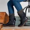 Large size knight boots new rear strap but knee mid tube fly knitting splicing warm women's boots