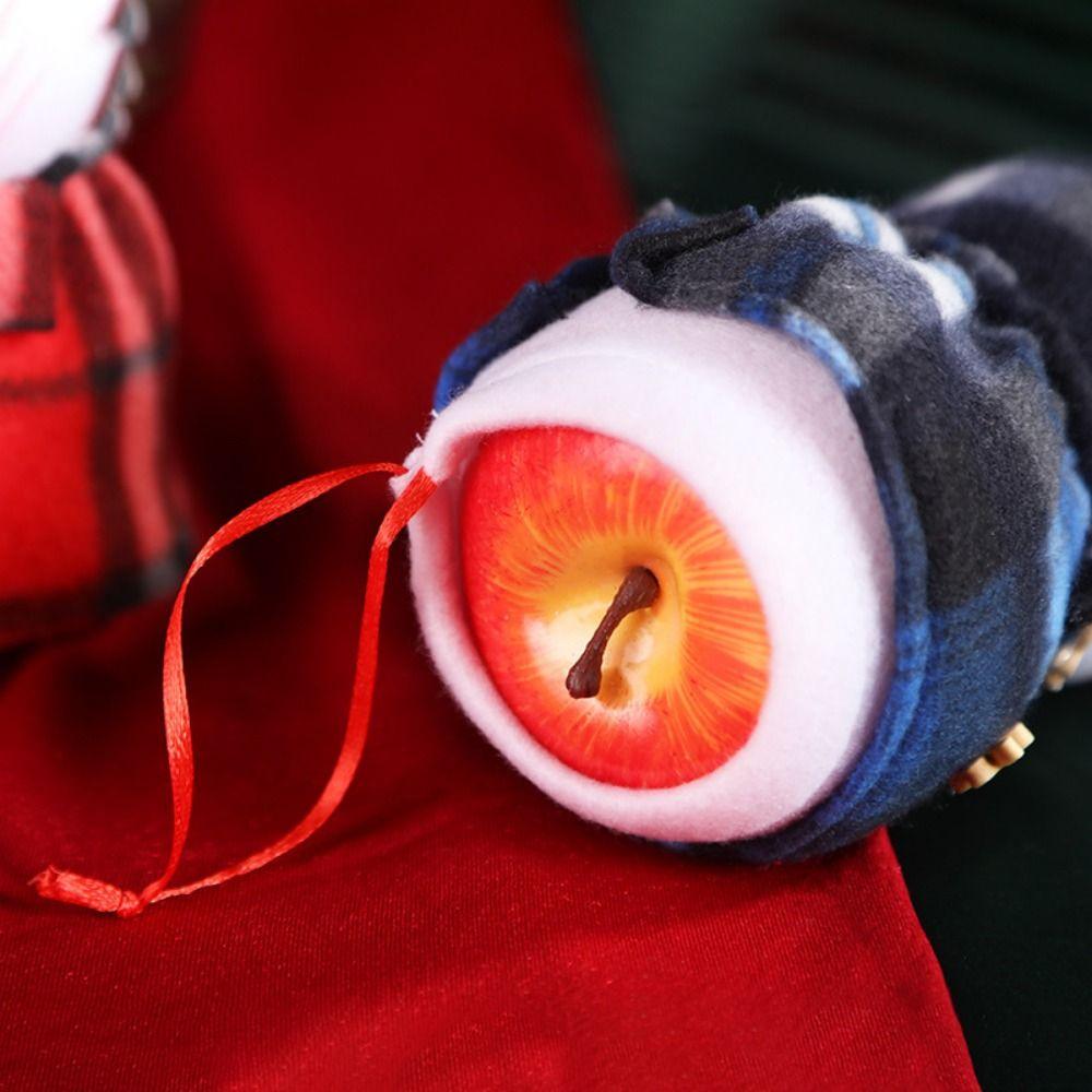 Plush Christmas Gift Bag Red Plaid Skirt Fruit Packaging Bag for 3pcs/set New Year