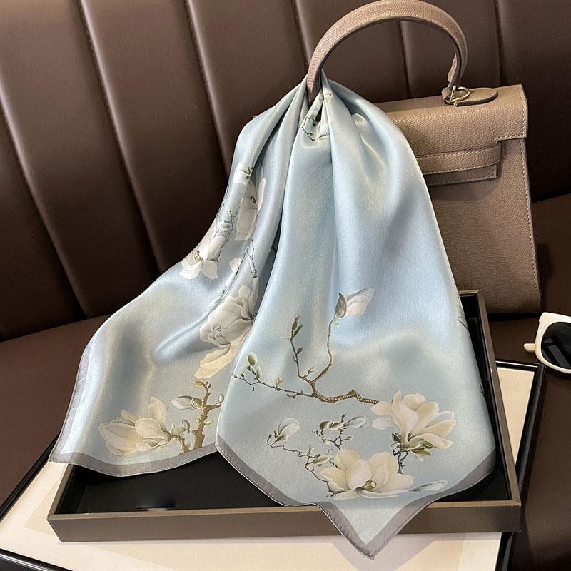 Square Scarf 100% Natural Silk  Women Hairband Foulard High Quality Bandana Scarfves Female Neckerchief Headkerchief Shawl Wrap