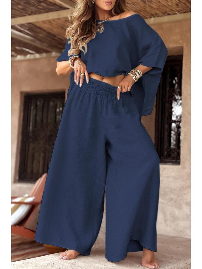 2025 European & American Casual Loose Off-Shoulder Summer Women's Set